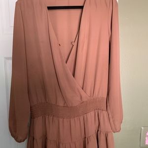 Krisa sz Large long sleeved Tan dress from Revolve
